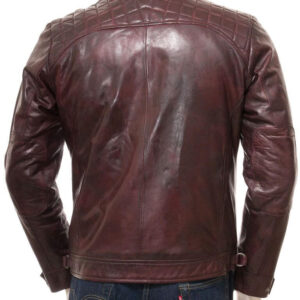 Quilted Cafe Racer Leather Jacket