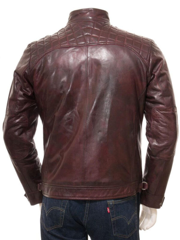 Quilted Cafe Racer Leather Jacket