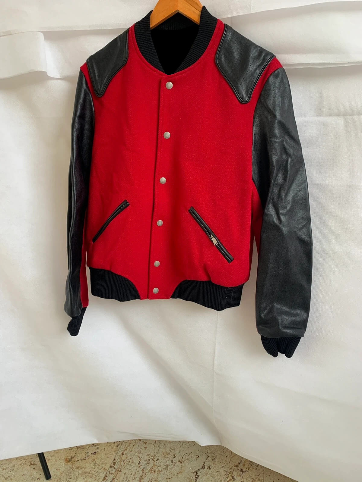 Jacket Makers Baseball Black and Red Varsity Wool Jacket