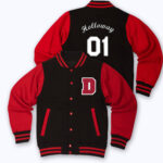 Red Black Holloway 01 Letterman Varsity Jacket
