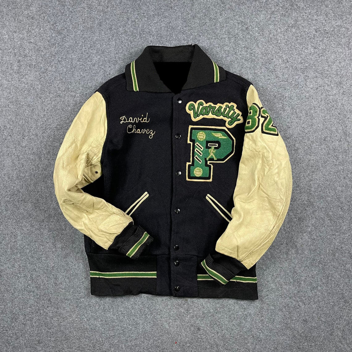 Mens Black and Yellow Letterman Jacket - Classic Varsity Style