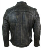 Vintage Cafe Racer Distressed Black Leather Jacket Back