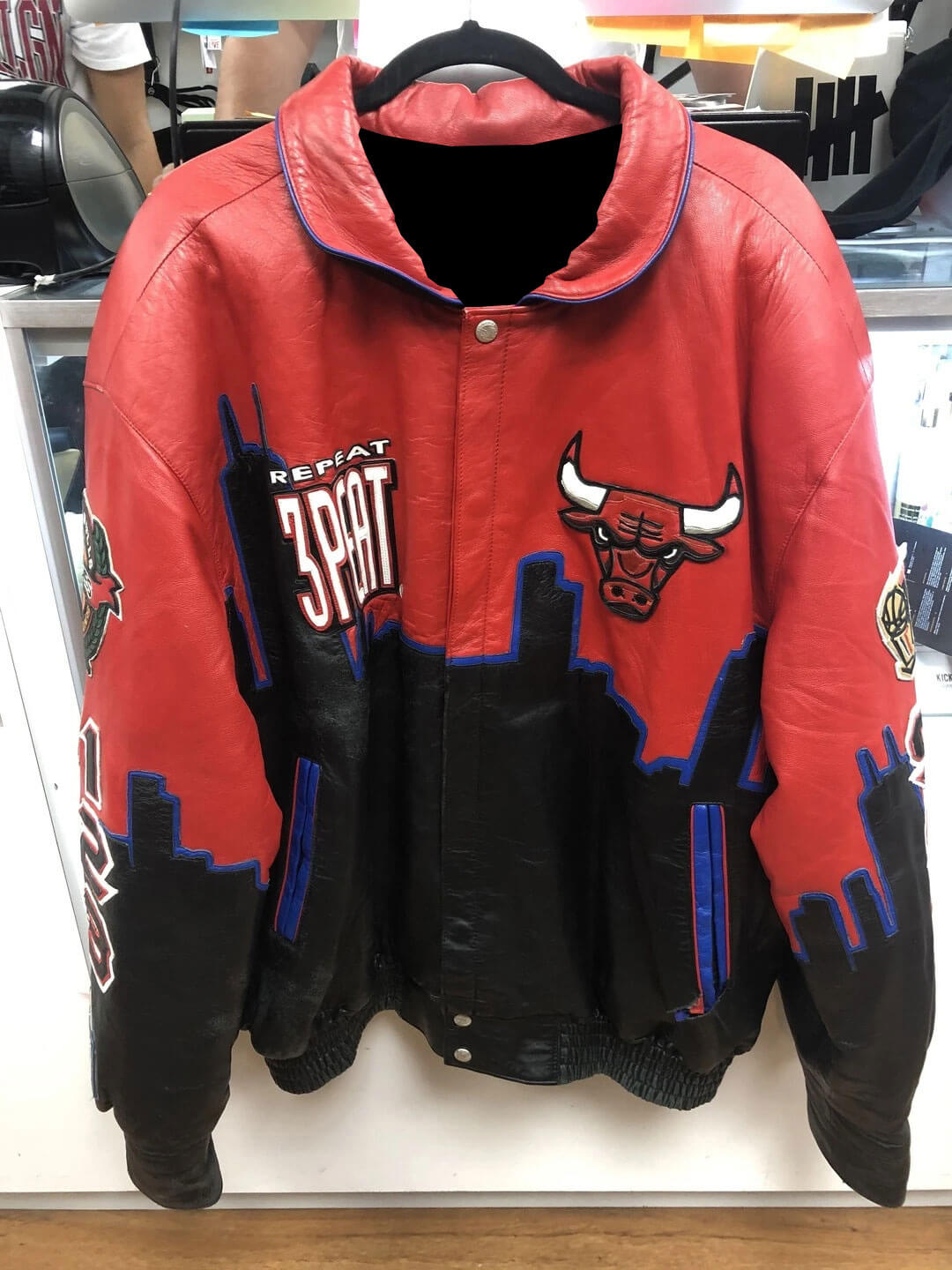 Jeff Hamilton Chicago Bulls Three-Peat Leather Jacket Red