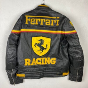 Vintage Ferrari Motorcycle Racing Leather Jacket