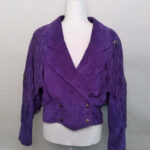 Vintage Purple Fringe Leather Jacket