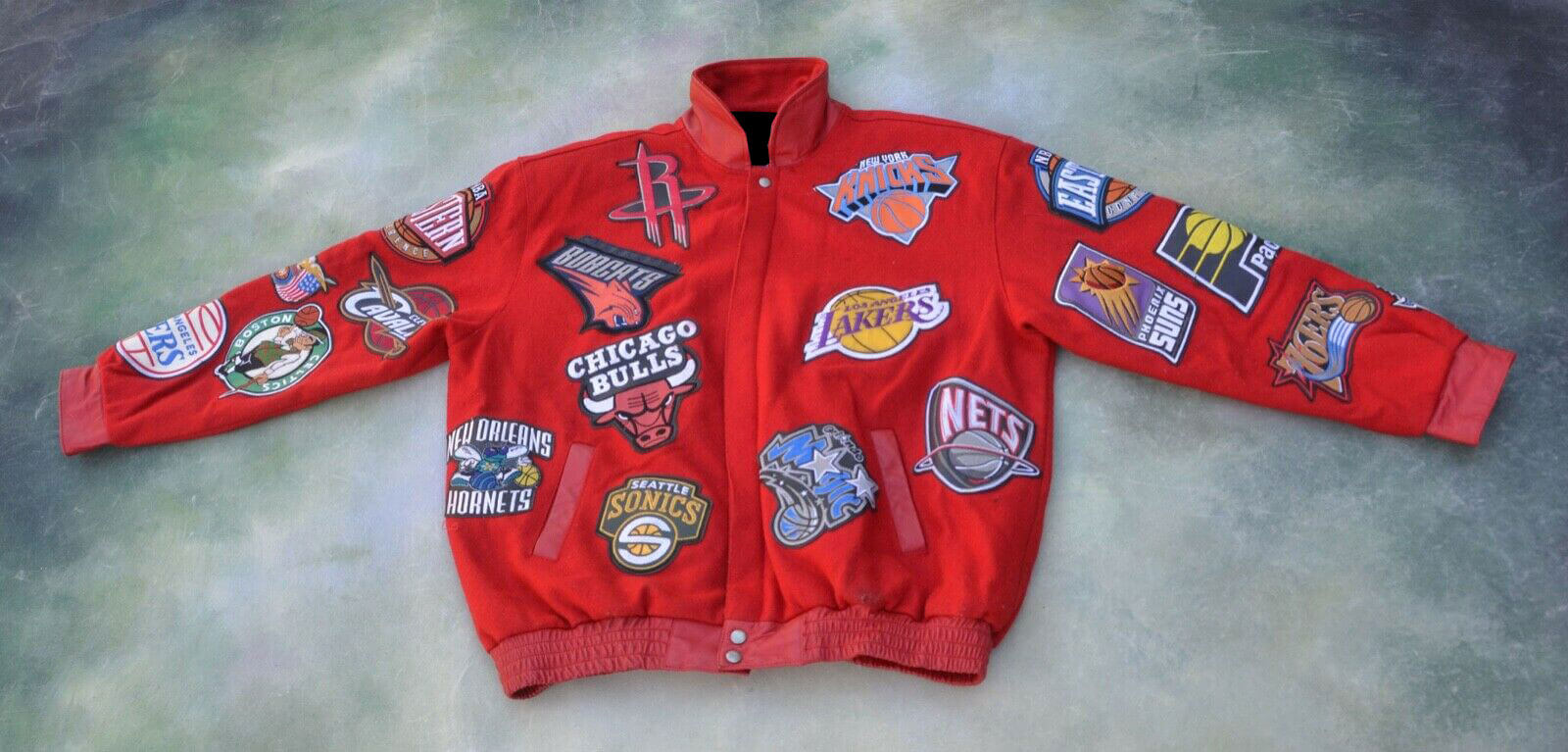 Vintage Red NBA Teams Jeff Hamilton Wool Jacket Maker of Jacket