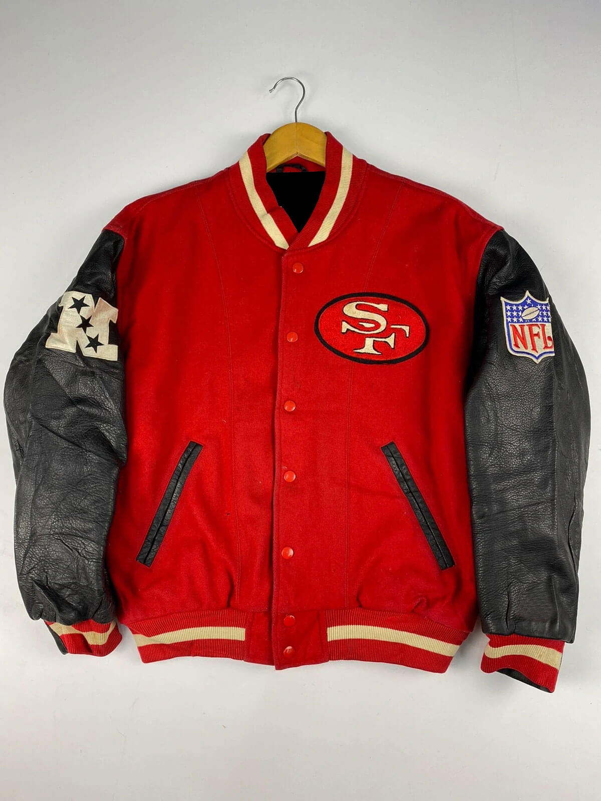 Maker of Jacket Sports Leagues Jackets NFL Vintage San Francisco Red 49ers Varsity