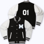 White Black 01 Letterman Varsity Jacket