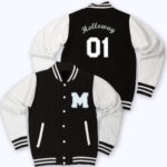 White Black Holloway 01 Letterman Varsity Jacket
