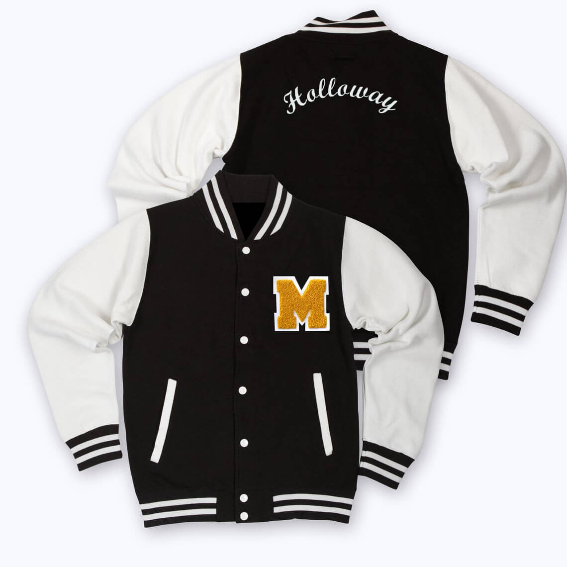 White Black Holloway M Letterman Baseball Varsity Jacket White Black Holloway M Letterman Baseball Varsity Jacket