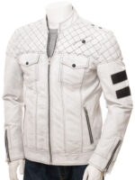 White Cafe Racer Leather Jacket