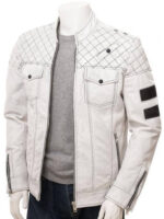 White Cafe Racer Leather Jacket