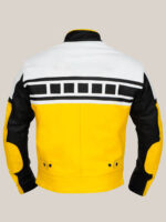 Yellow Black White Motorcycle Leather Jacket