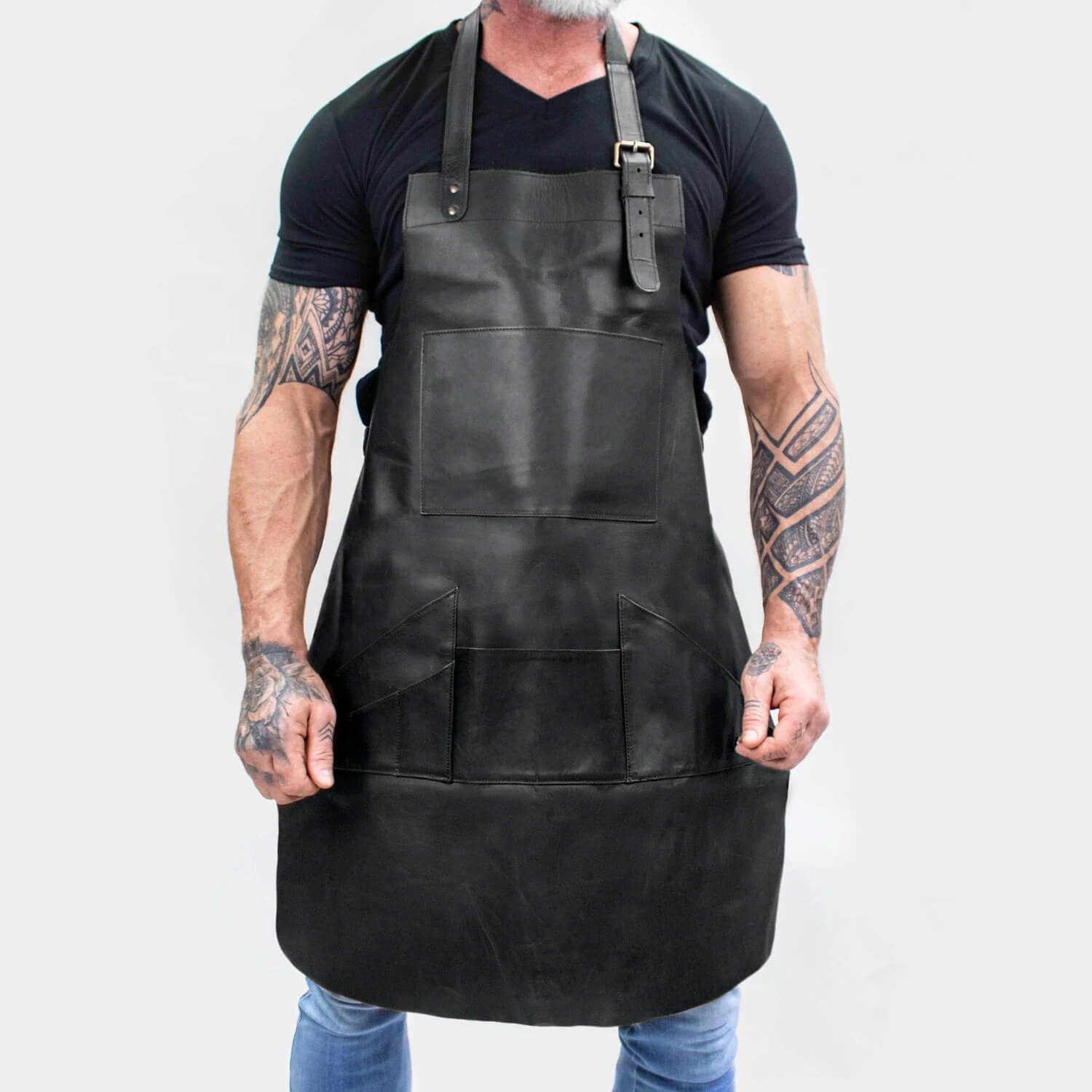 Black Distressed Leather Apron For Hobbyists Woodwork (2) Black Distressed Leather Apron For Hobbyists Woodwork