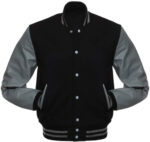 Black Grey Baseball Varsity Jacket