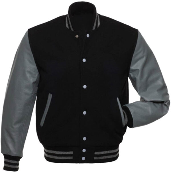 Black Grey Baseball Varsity Jacket