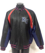 Black Jayhawks KU Leather Jacket