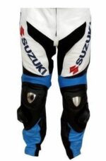 Black White Suzuki Motorcycle Leather Pant