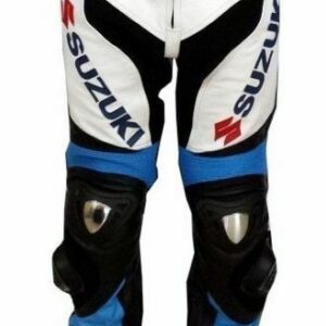 Black White Suzuki Motorcycle Leather Pant