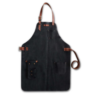 Black Workshop Leather Apron with Pockets