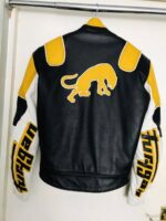 Black Yellow Furygan Motorcycle Leather Jacket