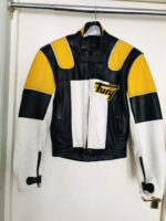 Black Yellow Furygan Motorcycle Leather Jacket