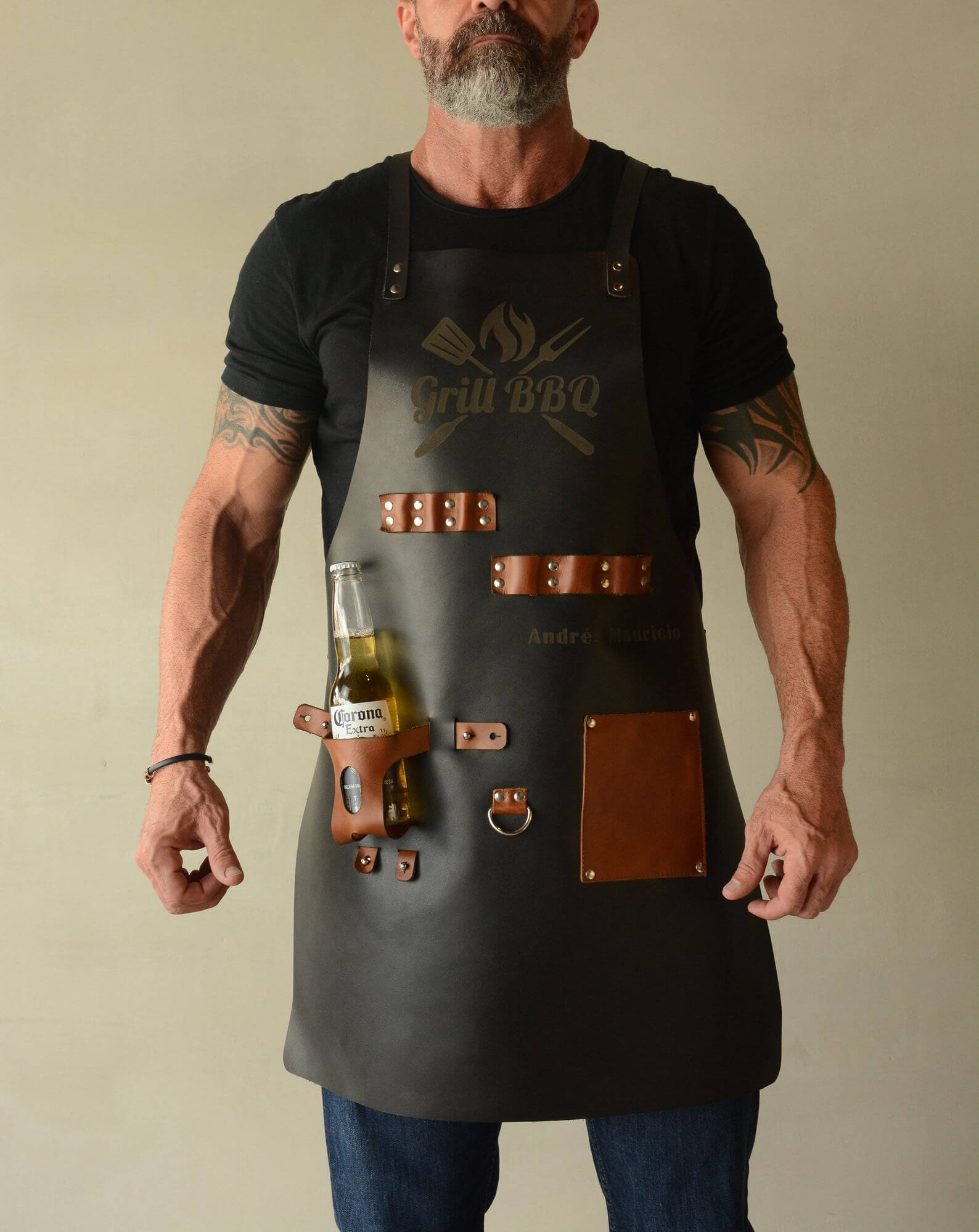 Blacksmith Kitchen Leather Apron Black (2) Blacksmith Kitchen Leather Apron Black