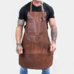 Brown Distressed Leather Apron For Hobbyists Woodwork