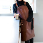 Brown Leather Apron Cross Back Shoulder Straps