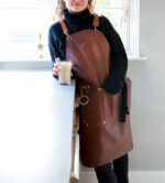 Brown Leather Apron Cross Back Shoulder Straps