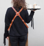 Brown Leather Apron Cross Back Shoulder Straps