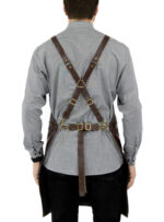 Brown Leather Apron with Pockets and Crossback Straps