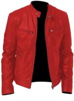 Cafe Racer Rider Red Leather JacketCafe Racer Rider Red Leather Jacket