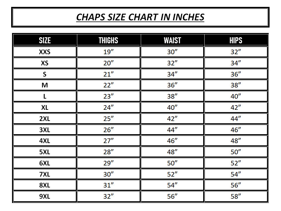 Sizes Chart and Sizing Guide - Maker of Jacket