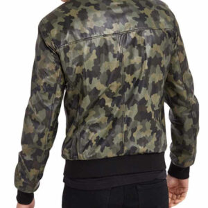 Classic Military Camouflage Leather Jacket