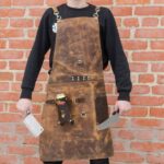 Distressed Brown BBQ Leather Apron For Chef