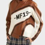 Ezzah Brown Leather Biker Jacket