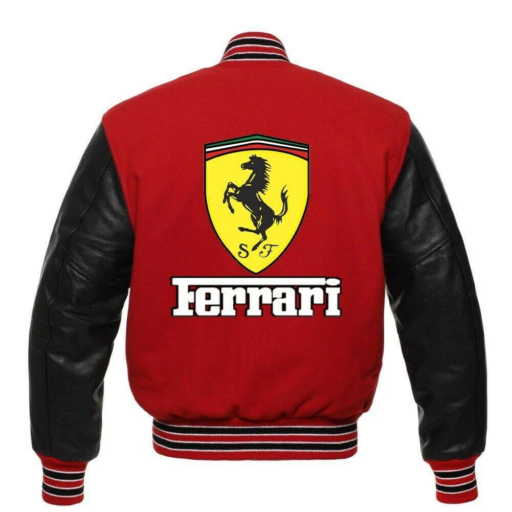 Ferrari Red Baseball Varsity Jacket - Maker of Jacket