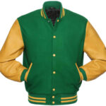 Kelly Green Gold Baseball Varsity Jacket