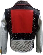 Multicolor Punk Rock Studded Biker Leather Jacket
