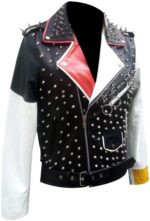 Multicolor Punk Rock Studded Biker Leather Jacket
