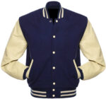 Navy Blue Cream Baseball Varsity Jacket