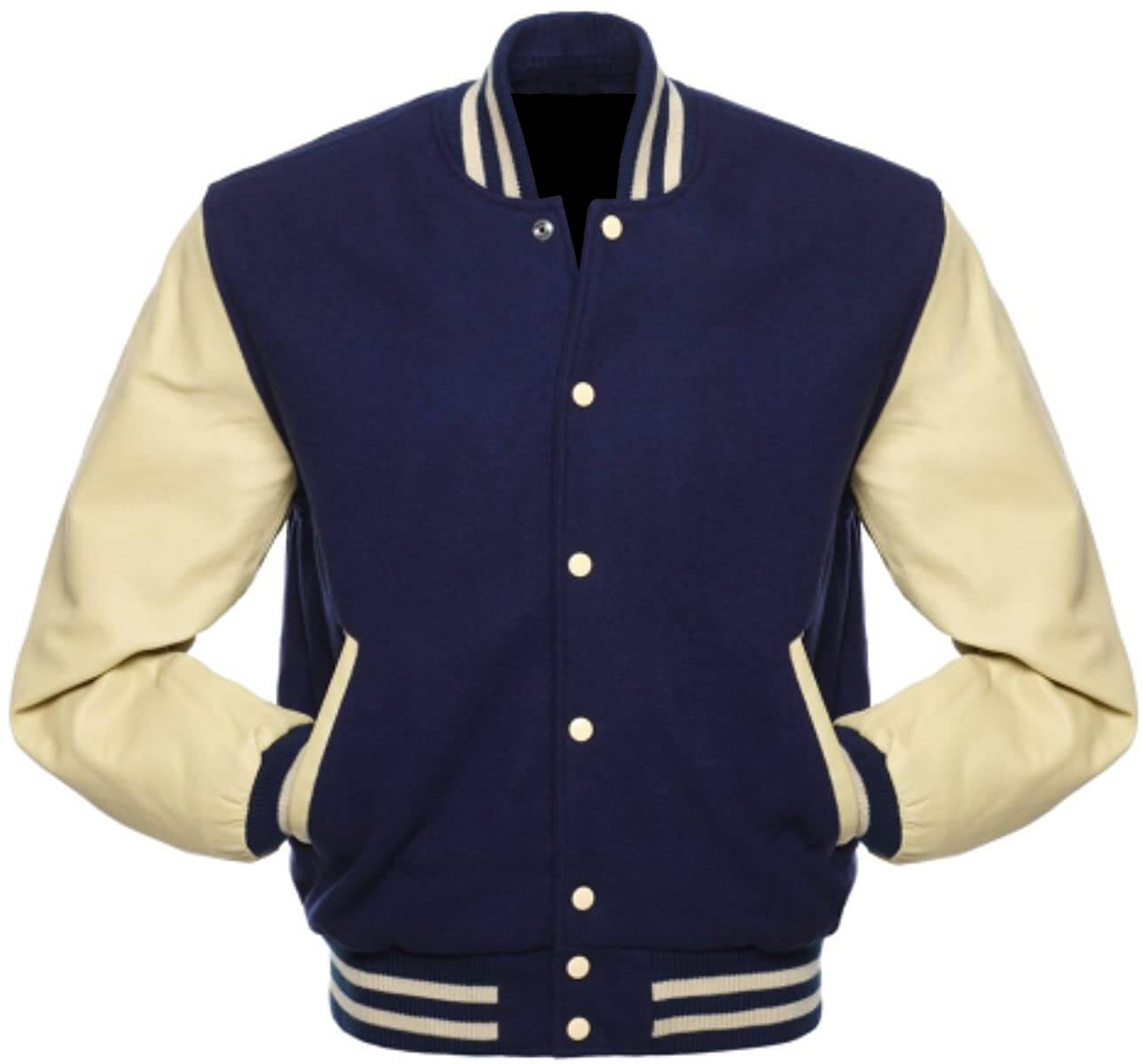 Women's Varsity Jacket for Baseball Letterman Bomber of Navy Blue Wool and  Genuine Withe Leather Sleeves (XXS, Navy Blue) at  Women's Coats Shop