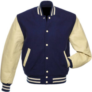 Navy Blue Cream Baseball Varsity Jacket