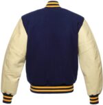 Navy Blue Cream Gold Baseball Varsity Jacket