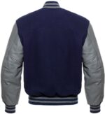 Navy Blue Grey Baseball Varsity Jacket