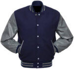 Navy Blue Grey Baseball Varsity Jacket