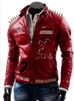 Red Cafe Racer Leather Jacket