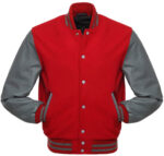 Red Grey Baseball Varsity Jacket