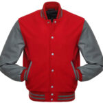 Red Grey Baseball Varsity Jacket